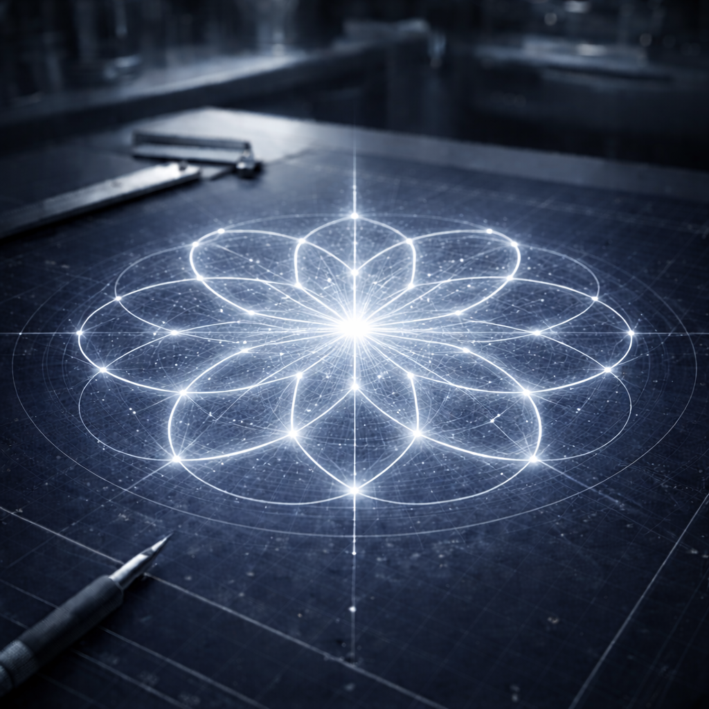 Diagram of Gate 50 in the Merkaba Codex LUX representing the structural threshold of integration, recalibration, and return to orientation