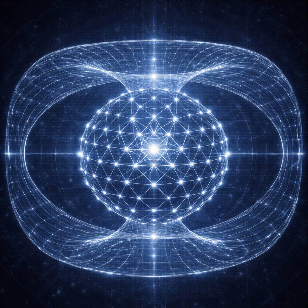 Diagram of a torus in the Merkaba Codex LUX representing a closed feedback structure of circulation, coherence, and continuous relational flow
